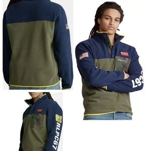 Polo Ralph Lauren Camo RLPC 67 Pullover Navy Green Fleece Jacket Men's Size XL
